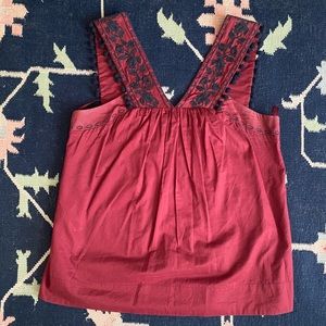 J. Crew Embroidered Pom Pom Blouse